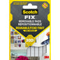 A pack of 36 Scotch-FIX™ Removable Adhesive Pads 301008C36-P from 3M Deutschland GmbH, reusable and strong, each pad is 11 mm x 15 mm in size, holds up to 300g. The packaging shows examples of usage.