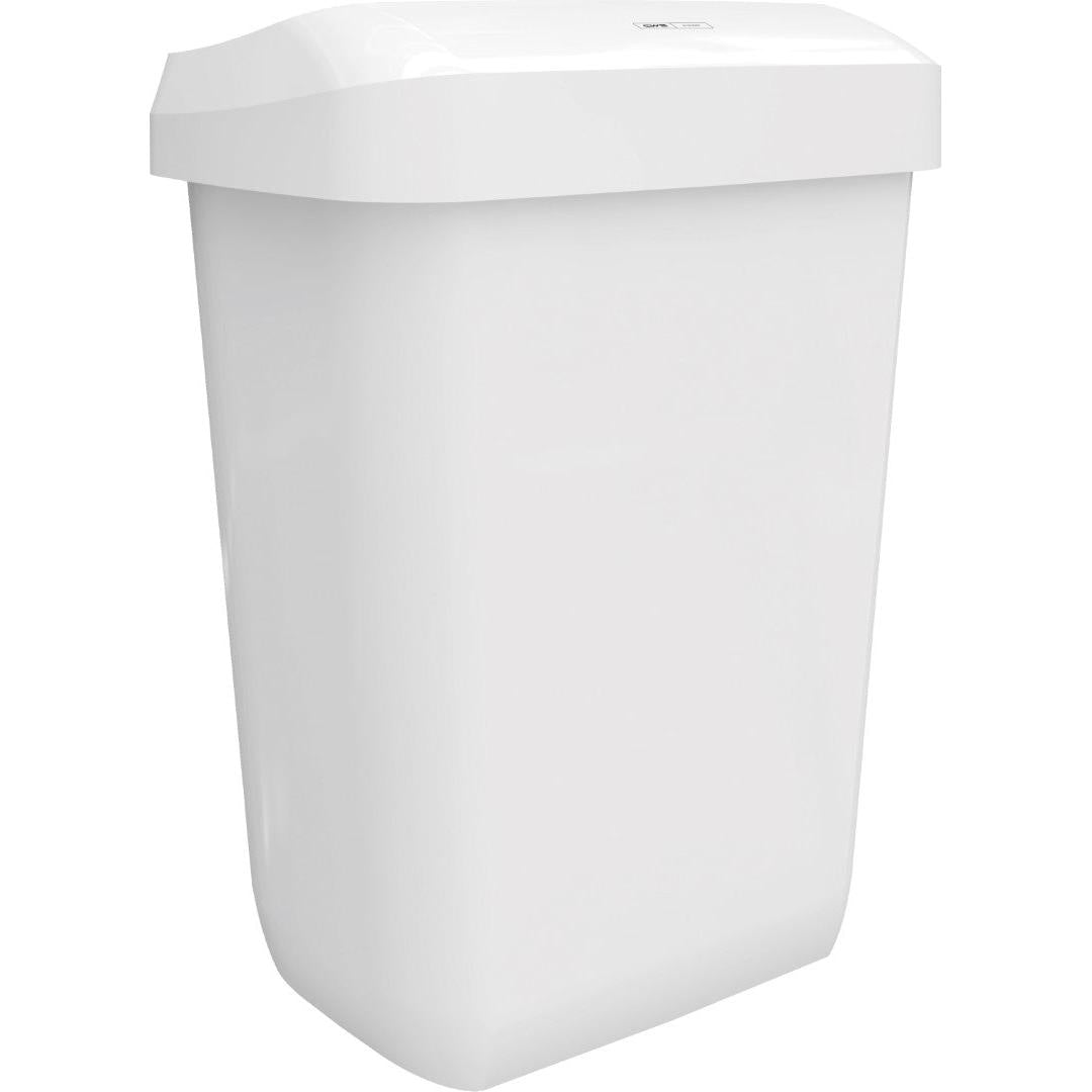 The CWS ParadiseLine waste container Paper Bin is a simple, rectangular, white 43-liter plastic waste bin with a slightly domed lid and smooth sides, depicted on a white background. No brandings or markings are visible.