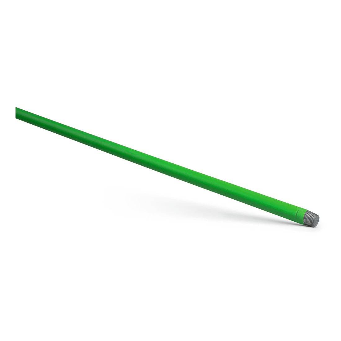 The Nölle Profi Brush broom handle 24x1,400 mm from Nölle Profi Brush Bürsten- & Pinseltechnik e.K. is a green, straight rod with a metal thread, pictured on a white background.