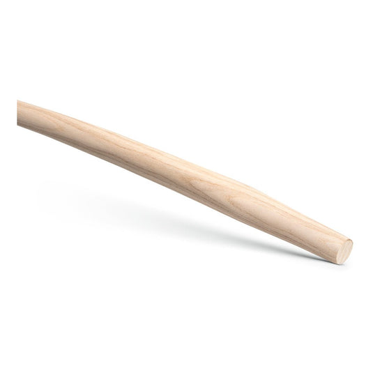 The Nölle Profi Brush T-handle, 1,100 mm, made of ash, curved with an elbow joint, for spades and shovels (DIN 2015200), from Nölle Profi Brush Bürsten- & Pinseltechnik e.K., features a light-colored, smooth finish with a rounded end.