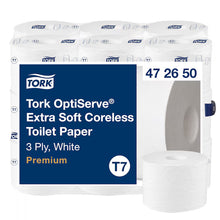 Tork OptiServe Extra-Soft Coreless Toilet Paper T7, 3-ply, white, 18 rolls of 550 sheets
