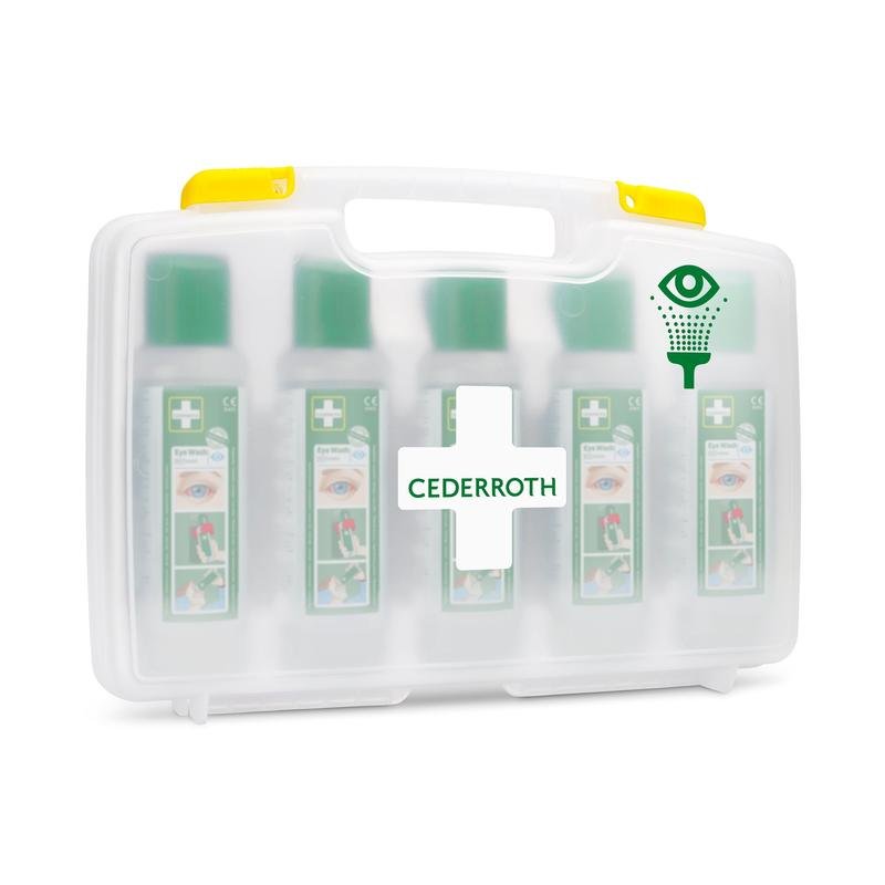 The Cederroth Eye Wash (5x500ml) in a portable case from Orkla Wound Care AB (REF 7255 replace) is a practical, mobile eye wash solution for any work environment. The pack contains 1 piece.