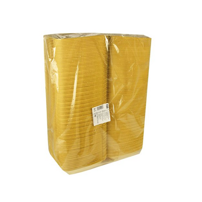 A sealed package of Starpak menu boxes XPS 2-compartment, wrapped in shrink wrap, perfect for all take-out sales needs. A white label with text is visible on the front of the package.