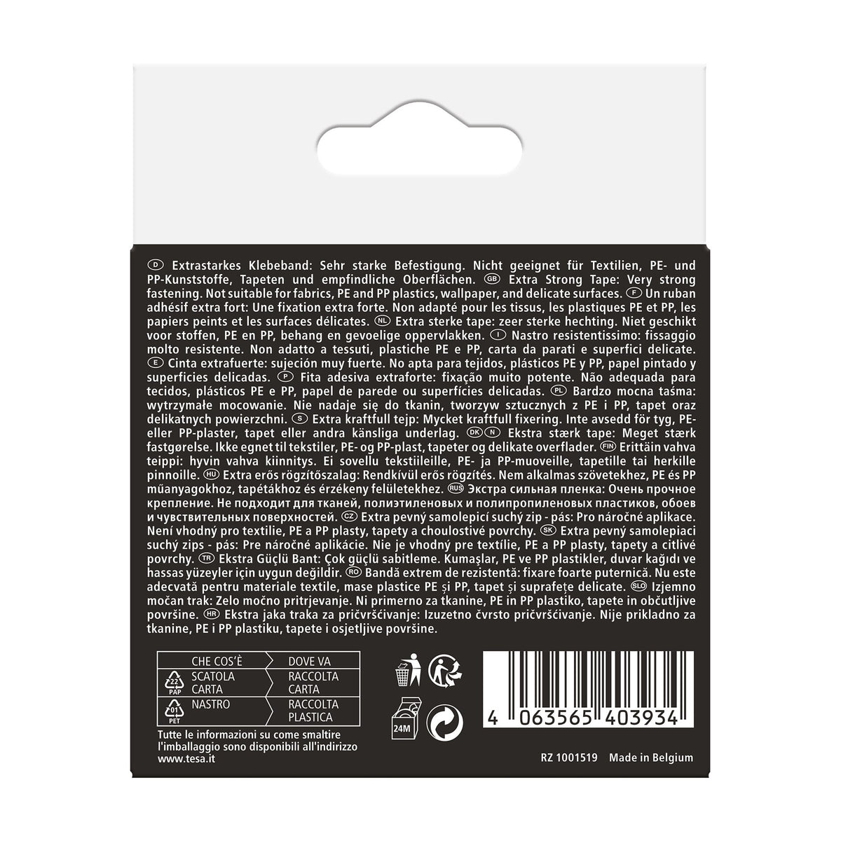 tesa Ultra Power Lock Klettband, 1 m x 25 mm, schwarz