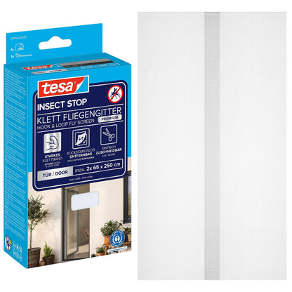 tesa INSECT STOP Klett Fliegengitter Premium für Türen weiß, 65 x 200 cm