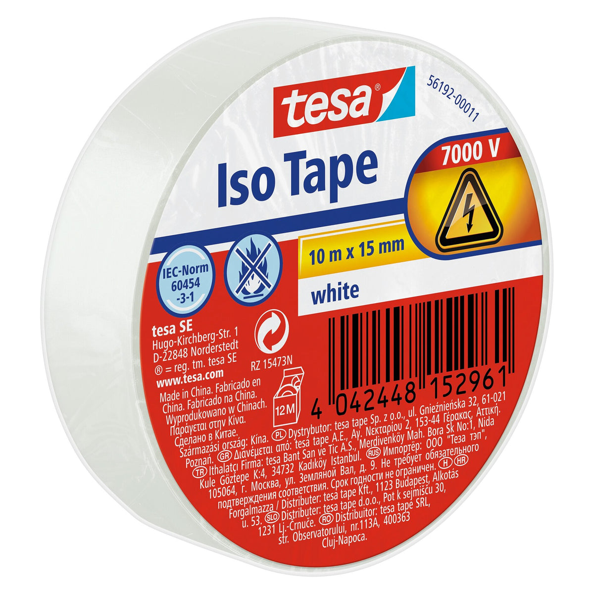 tesa Isolierband, 10 m x 15 mm weiß
