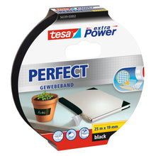 tesa extra Power Perfect Gewebeband schwarz, 25 m x 19 mm