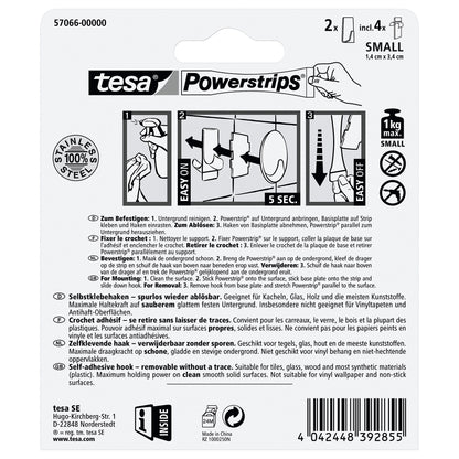 tesa Powerstrips Haken S Metall Eckig, weiß