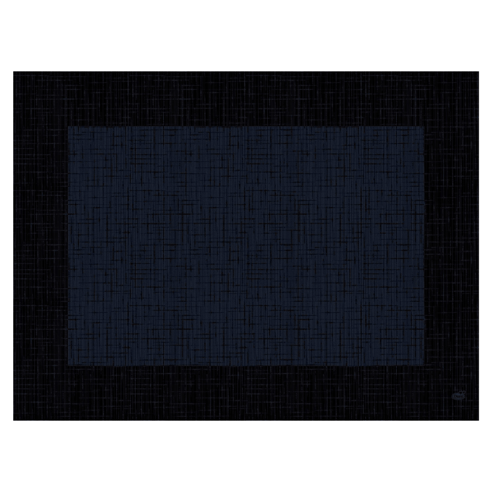 An abstract image showing a large dark blue rectangle with a textured grid pattern reminiscent of the sophisticated Duni Dunicel® placemat 30 x 40 cm 'Linnea Black' by Duni GmbH, against a black background reflecting the grid structure.