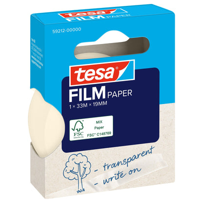 tesafilm PAPER, transparent, in Hängefaltschachtel, 33 m x 19 mm