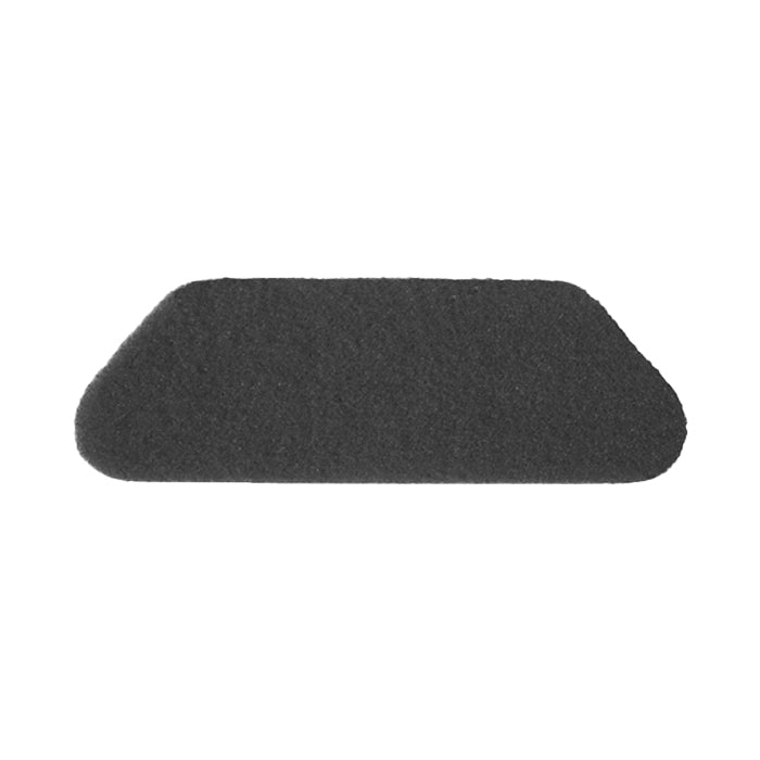 The TASKI Americo S-Pad 45 x 15 cm Black by Diversey Germany is a rectangular, black, highly abrasive floor cleaning pad designed for intensive cleaning of various floor surfaces. The package contains 1 pad. Shown on a white background.