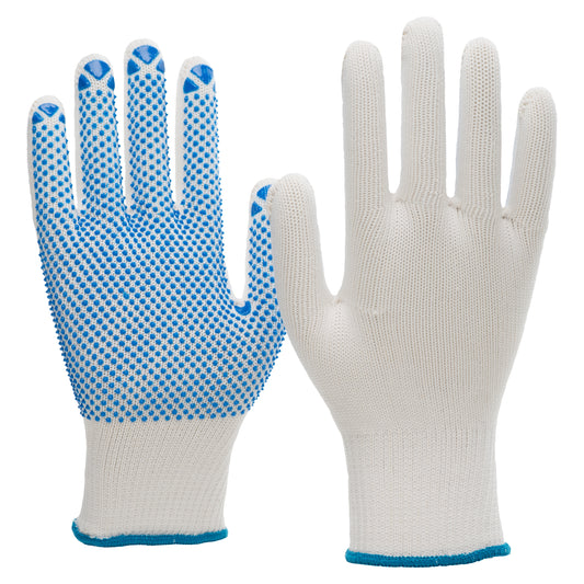 NITRAS knitted gloves, nylon / cotton, white / blue