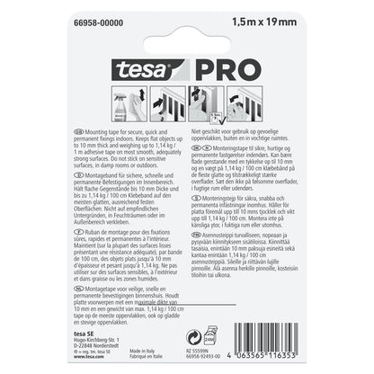 tesa PRO 66958 Mounting Universal Mehrzweck-Montageband, weiß 1,5 m x 19 mm