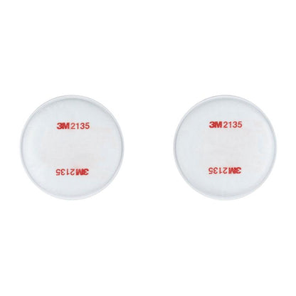 A pair of white 3M™ Particulate Filters 2135, P3 (1 pair/pack) from 3M Deutschland GmbH, each with the red lettering "3M 2135" on a white background.