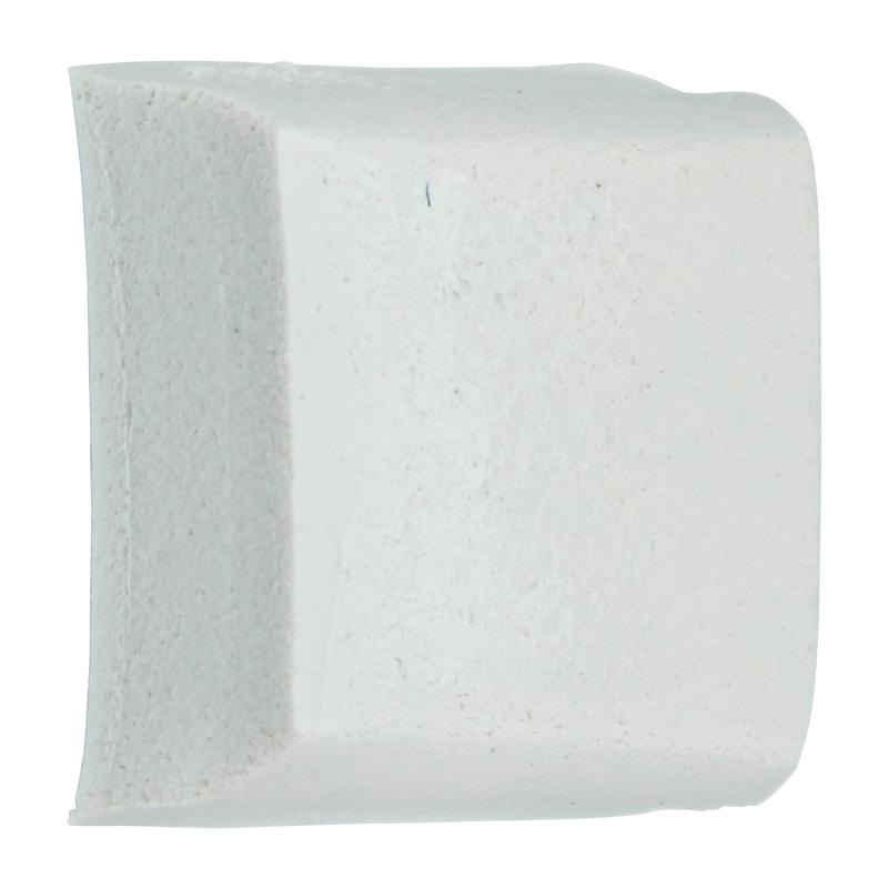 A close-up of a rectangular, white eraser with smooth surfaces and rounded edges - similar to the clean look of the Scotch-FIX™ Removable Adhesive Pads 301008C36-P (11 mm x 15 mm, 36 pieces/pack) from 3M Deutschland GmbH.