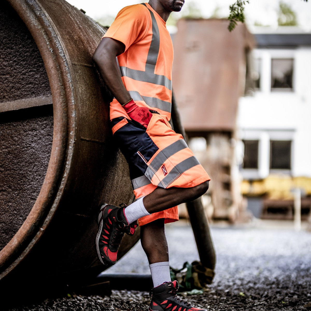 NITRAS MOTION TEX VIZ, high-visibility work trousers, short