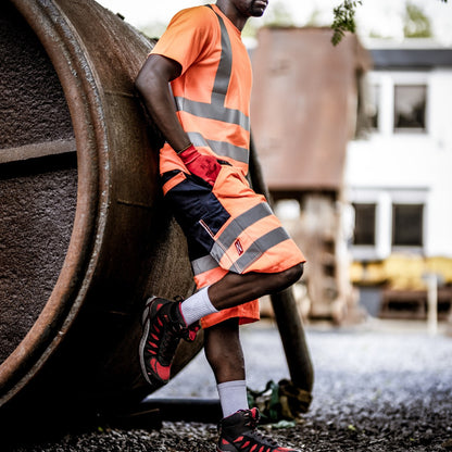 NITRAS MOTION TEX VIZ, high-visibility work trousers, short