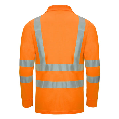 NITRAS MOTION TEX VIZ, high visibility long sleeve polo shirt