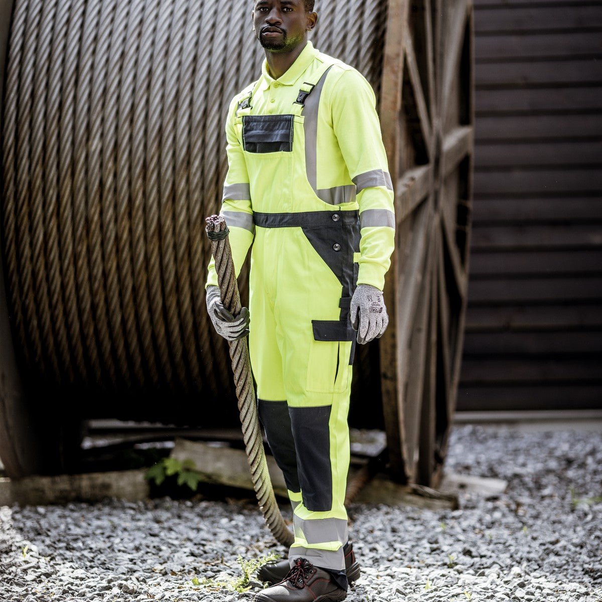 NITRAS MOTION TEX VIZ, high-visibility dungarees