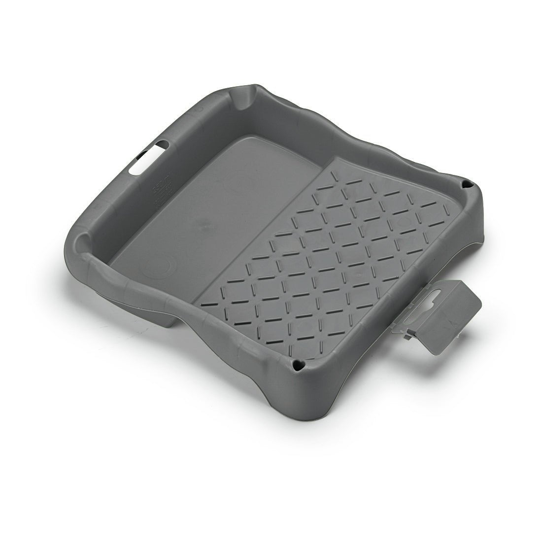 The Nölle Profi Brush paint tray 21 x 22 cm made from regranulate, ideal for painting work, features a textured grid for rollers and a paint compartment. Pictured on a white background. Brand: Nölle Profi Brush Brush & Brush Technology e.K.