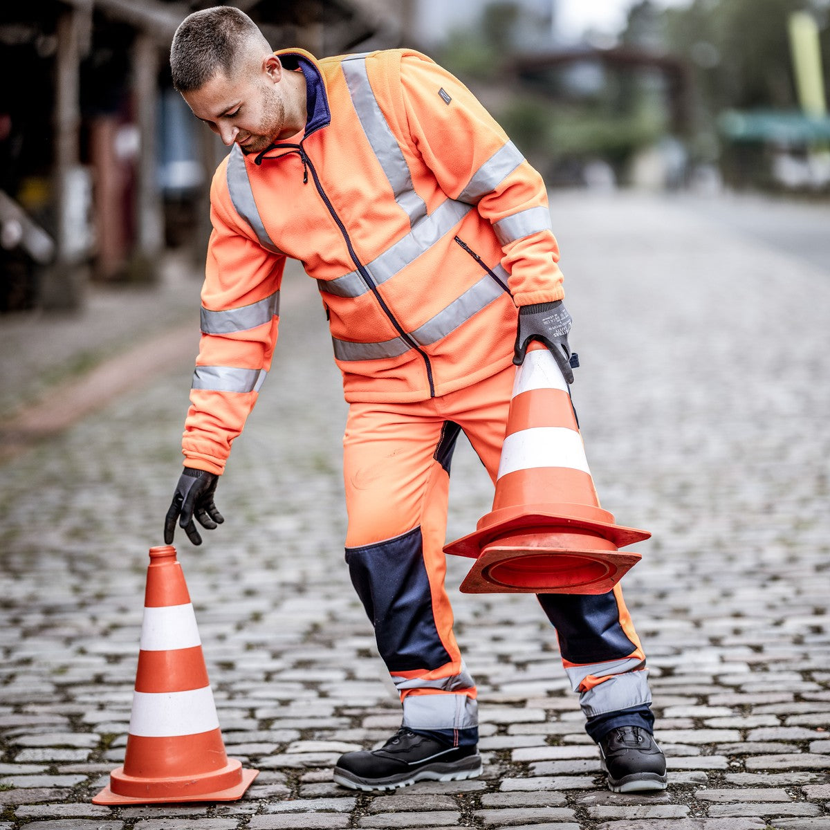 NITRAS MOTION TEX VIZ, high-visibility fleece jacket