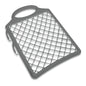 The Nölle Profi Brush paint grid Ergoline 23 x 27 cm made from regranulate, by Nölle Profi Brush brush & paintbrush technology e.K., is a gray, rectangular grid with a handle and two side hooks for professional use, depicted at an angle against a white background.