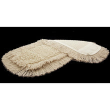 Two beige TASKI Multi Mop Special mop heads from Diversey Deutschland GmbH & Co. OHG with fringed edges and textured surface on a black background – ideal for professional, effective cleaning (5 piece pack).
