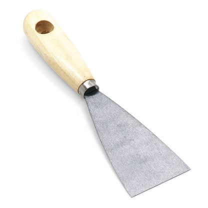 The Nölle Profi Brush painter's spatula from Nölle Profi Brush Bürsten- & Pinseltechnik e.K. features a wide, flat metal blade and a lightweight wooden handle with a hole - an indispensable painting tool for professionals.