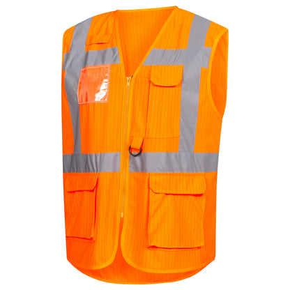 Nitras warning protection vest 120 g/sqm with carbon thread with shoulder reflex stripes for particularly good visibility D-ring pack (1 piece)