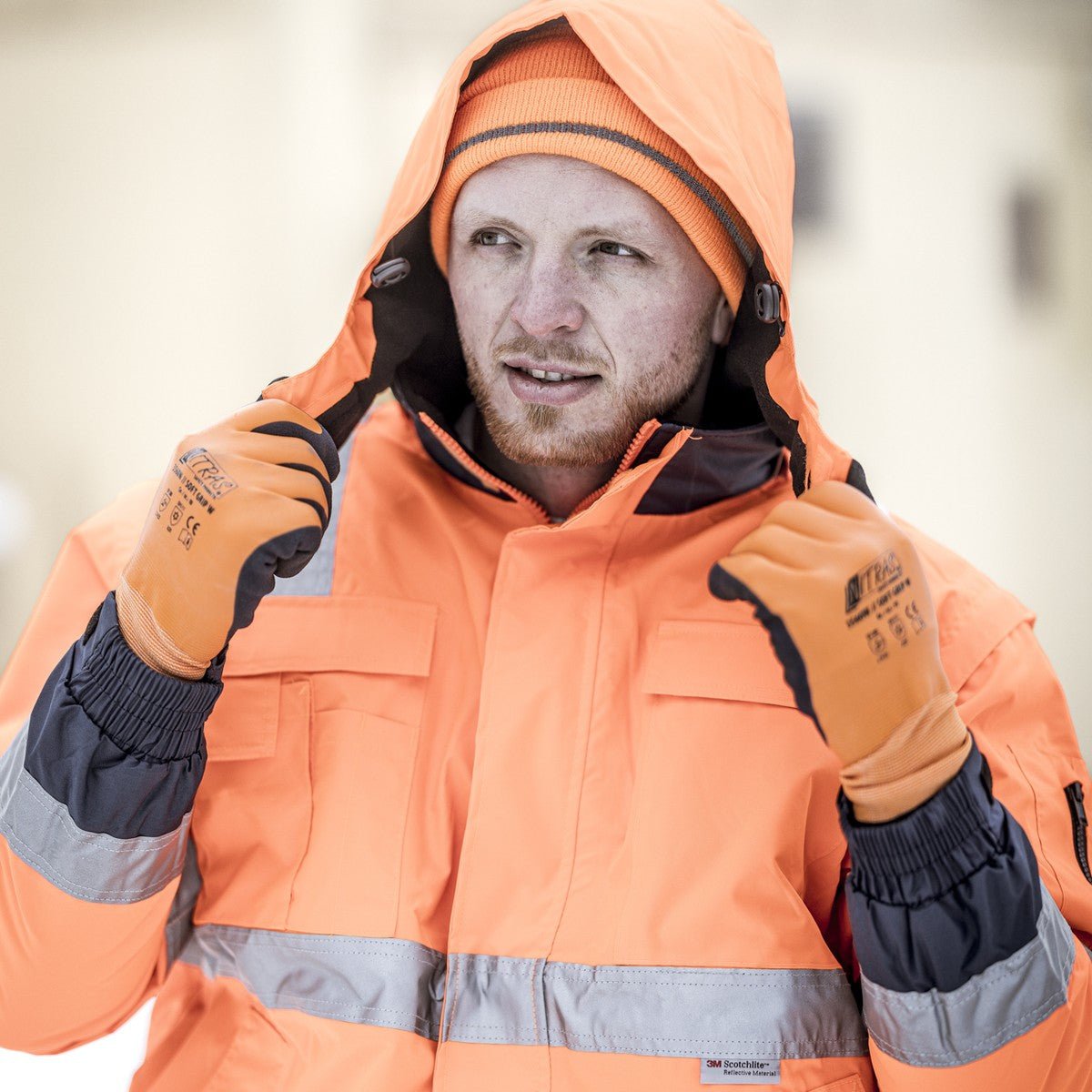 NITRAS removable winter hood, neon orange, OEKO-TEX polyester: 100% | Pack (1 piece)