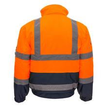 NITRAS MOTION TEX VIZ, high-visibility pilot jacket, neon orange / navy blue