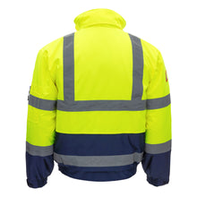 NITRAS MOTION TEX VIZ, high-visibility pilot jacket, neon yellow / navy blue
