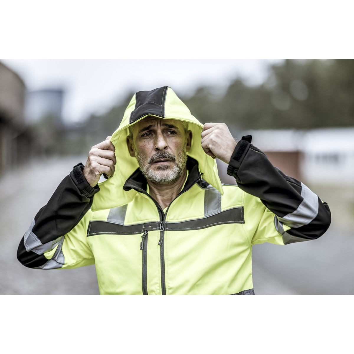NITRAS removable hood, neon yellow / black, OEKO-TEX polyester: 100% | Pack (1 piece)