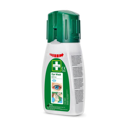 Compact 235ml Cederroth Eye Wash Pocket Model from Orkla Wound Care AB, with a green cap and multilingual label - ideal for quick, effective care of eye injuries. Package contains 235 bottles.