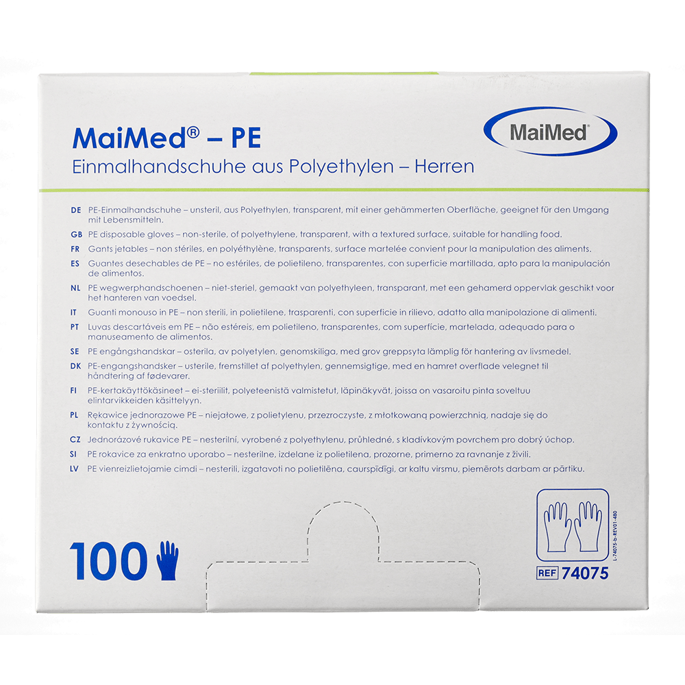 MaiMed-PE disposable gloves made of PE, non-sterile, 100 pieces/box