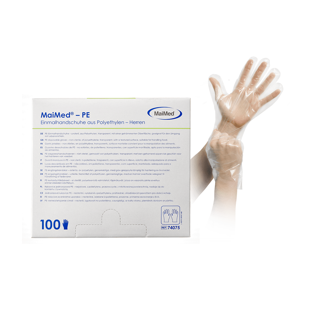 MaiMed-PE disposable gloves made of PE, non-sterile, 100 pieces/box