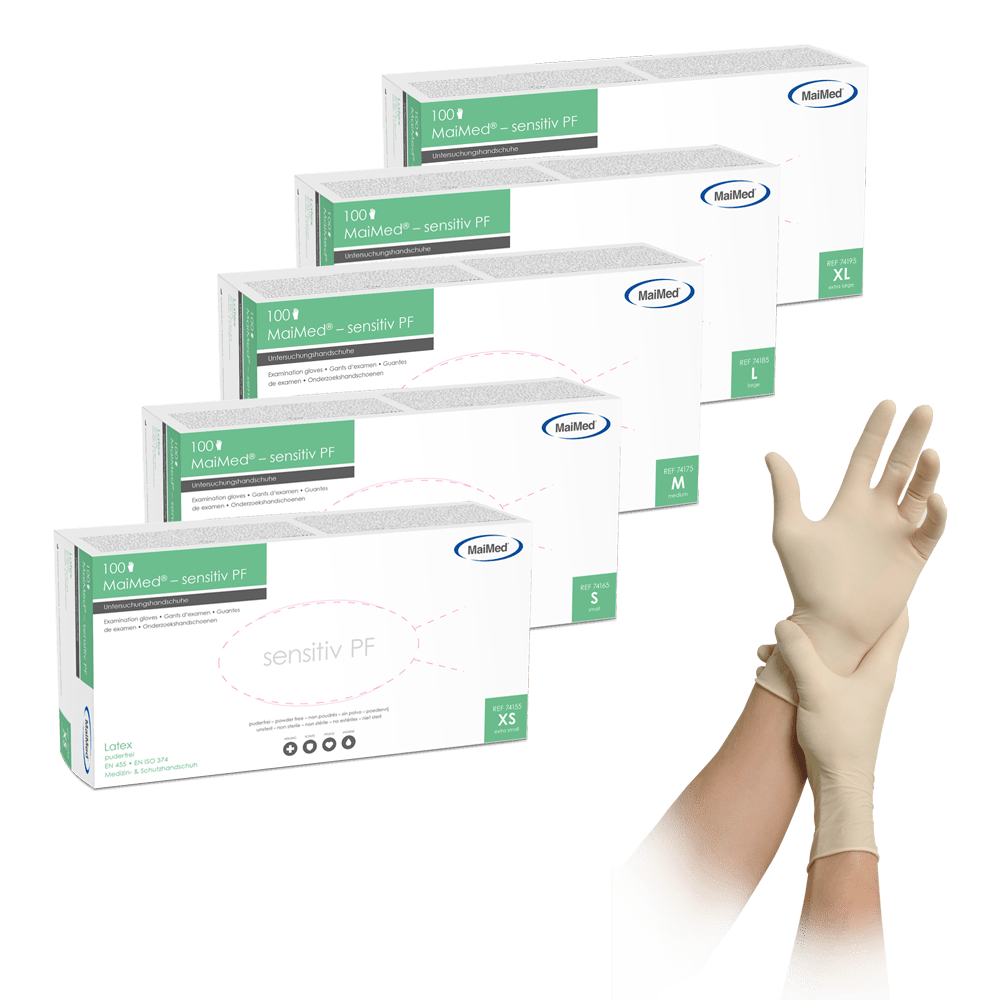 MaiMed-sensitive latex examination gloves, non-sterile, powder-free, 100 pieces/box