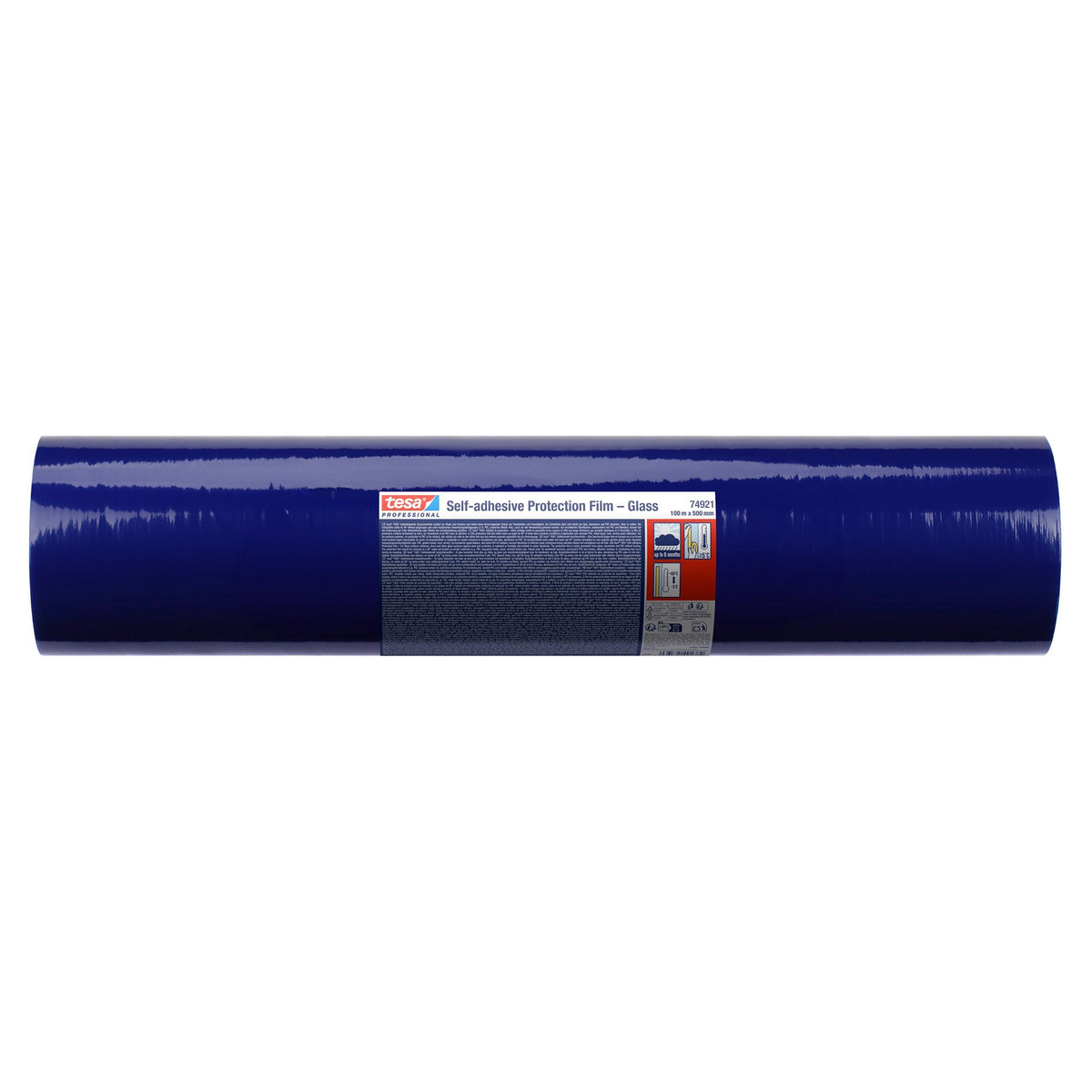 tesa Professional 74921 Selbstklebende Schutzfolie – Glas, blau 100 m x 500 mm
