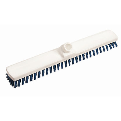The scrub brush 400x60x26 mm, hard from Diversey Deutschland GmbH & Co. OHG is white, features dense blue bristles and a screw thread on top for an attachable handle – ideal for thorough cleaning.