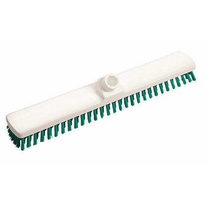 The scrub brush 400x60x26 mm, hard from Diversey Deutschland GmbH & Co. OHG has green, hard bristles and a central plug connection – ideal for thorough cleaning on various surfaces.