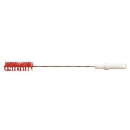 The tube brush Ø 40 mm, 500 mm long, medium-hard from Diversey Deutschland GmbH & Co. OHG features red bristles, a long twisted metal handle, and a white plastic handle against a white background.