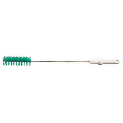 The tube brush Ø 40 mm, 500 mm long, medium-hard from Diversey Deutschland GmbH & Co. OHG features green bristles, a long twisted metal handle, and a white plastic handle with a hanging hole – ideal for cleaning pipes.