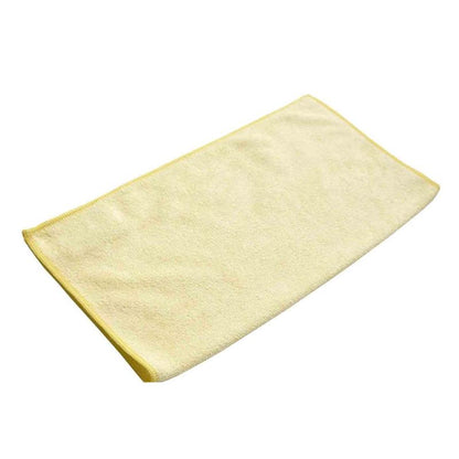 A TASKI MicroCare microfiber cloth 40x40 cm from Diversey Deutschland GmbH & Co. OHG, rectangular and light yellow with neatly sewn edges, lies flat on a white background.