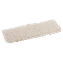 The TASKI Swing Mop Standard from Diversey Germany is a cream-colored, rectangular loop mop pad made of a 50/50 viscose/polyester blend. It has a textured surface for effective floor cleaning and is washable up to 95°C. The package contains 1 piece.