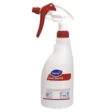 A white 0.5L trigger spray bottle Sani Cid from Diversey Deutschland GmbH & Co. OHG with a red foam trigger and cap, blue/red cleaning instructions and the label "Refill Bottle Sani Cid" for surface cleaning (1 piece).