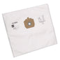 The Diversey fleece vacuum bag Vento 15 for TASKI Vento 15S (carton, 10 packs) is a white, rectangular vacuum cleaner bag with a brown collar, round opening, printed details, and ensures effective protection against dust.