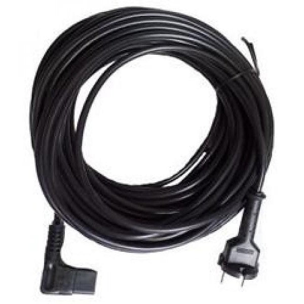A 15-meter connection cable EURO v from Diversey Deutschland GmbH & Co. OHG, black and coiled with a two-pin plug and angled plug - ideal for European sockets. Package: 1 piece, image on white background.