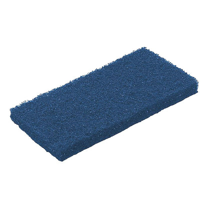 The TASKI Jumbo pads for edge cleaning devices from Diversey Deutschland GmbH & Co. OHG are rectangular, dark blue scouring pads with a textured surface for efficient cleaning, presented against a white background.