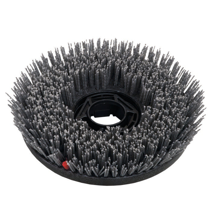 The abrasive scrubbing brush (33 cm) from Diversey Deutschland GmbH & Co. OHG is a round, black scrubbing brush with stiff bristles and a central plastic holder, designed for the swingo 1650 for cleaning hard floors. Sold in a pack of 1 piece.