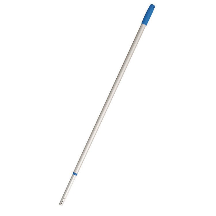 The TASKI Microeasy handle from Diversey Germany is a telescopic handle (110-180 cm) made of lightweight, corrosion-resistant aluminum with a blue grip - ideal for mops or brooms. Delivered as 1 piece per package.